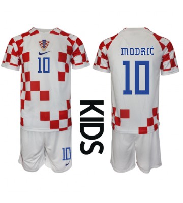 Maillot de foot Croatie Luka Modric #10 Domicile enfant Monde 2022 Manches Courte (+ pantalon court)